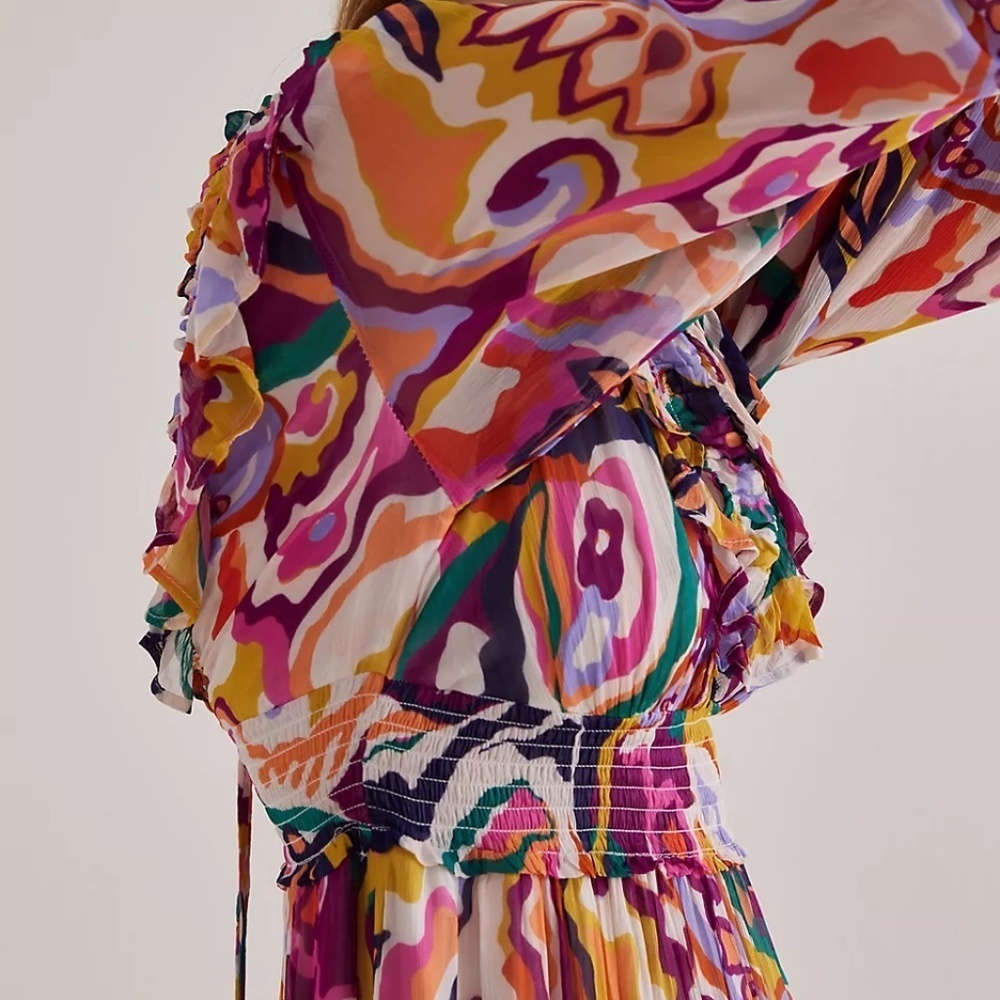 NWT Anthropologie Odetta Ruffled V-Neck Dress XXS - Picture 7 of 9